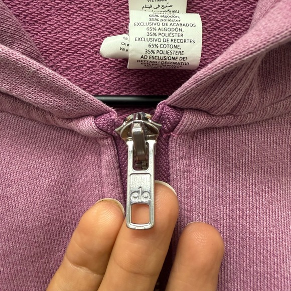ALO Women's Washed Sweet Escape Hoodie - Soft Mulberry Wash Size XS - Picture 5 of 10
